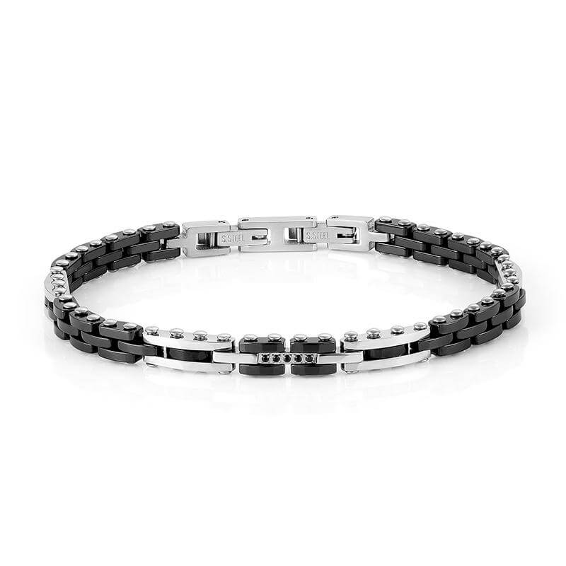 Strong Bracelet Steel Ceramic and CZ Mix 1