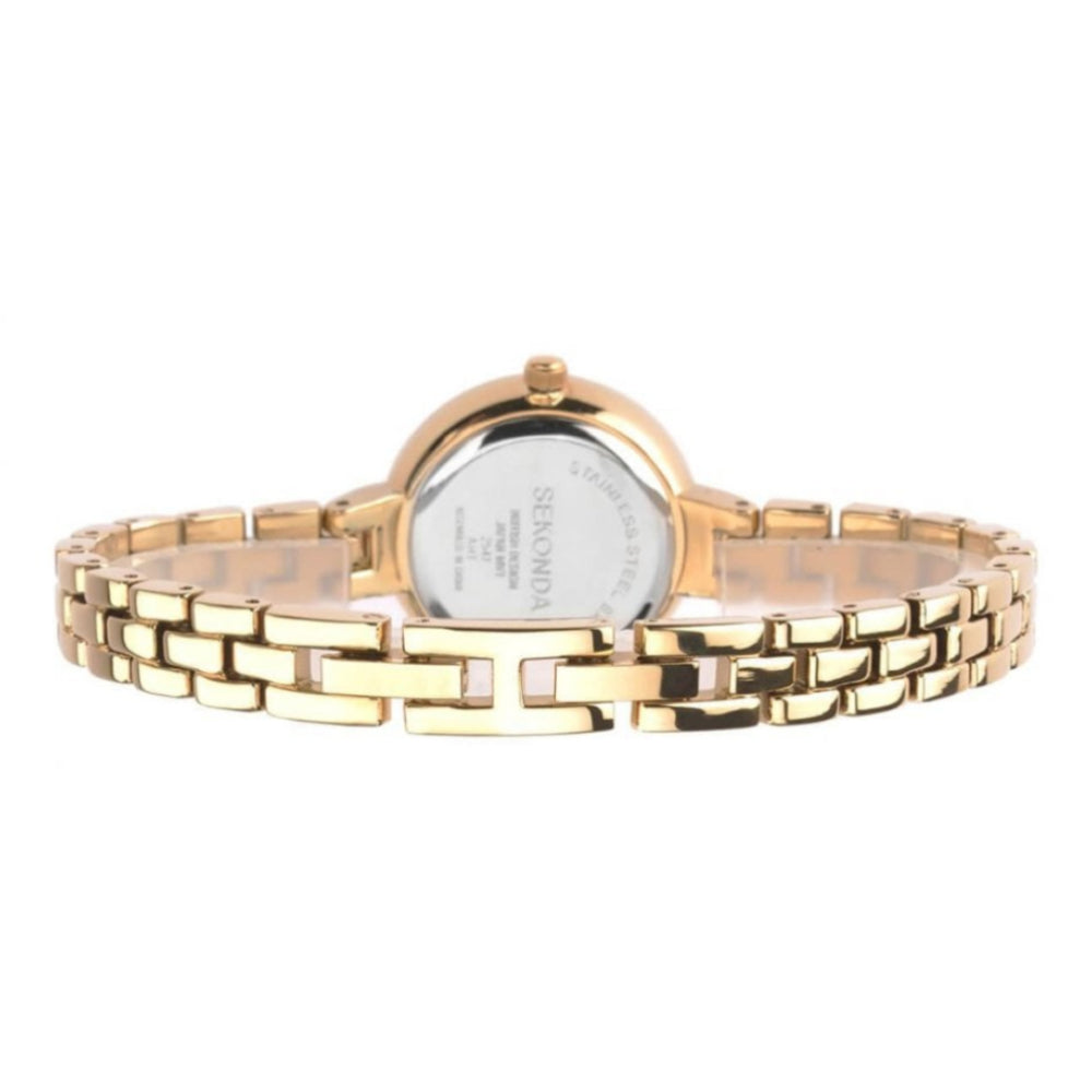 Gold Plated Stone Set Case With Silver Sunray Dial & Bracelet Strap Gents Watch