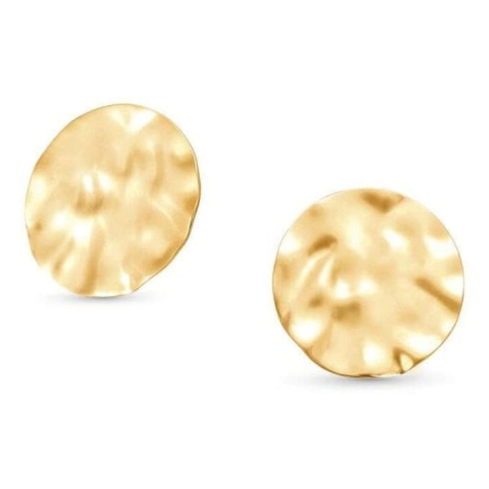 LUNA Earrings In 925 Silver Large Yellow Gold Stud