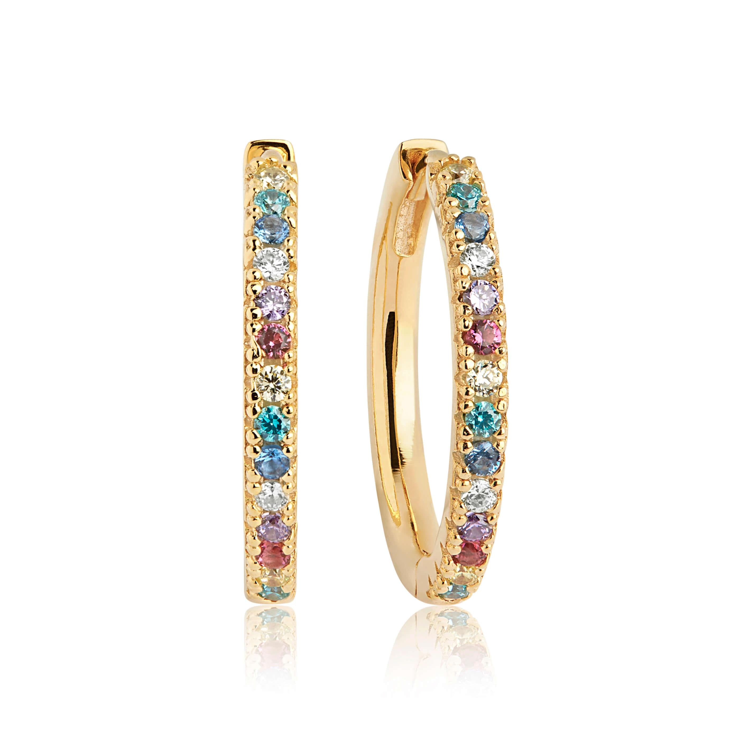 Ellera Grande Earrings In 18k Gold Plated With Multicoloured Zirconia