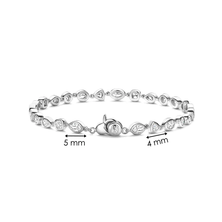 Silver Plated Marquise, Round & Teardrop Shapes CZ Bracelet- M