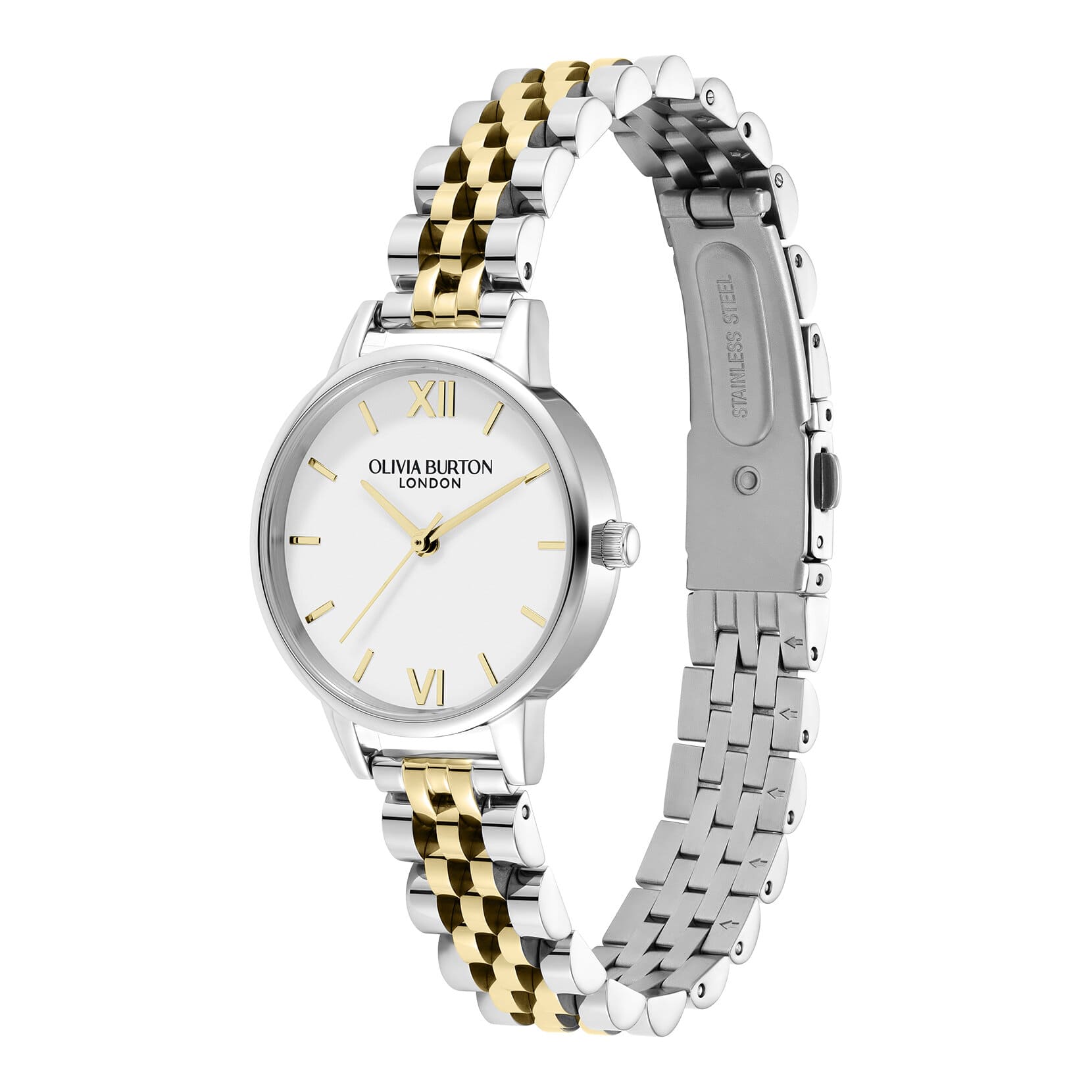 White Dial & Two Tone Bracelet Ladies Watch