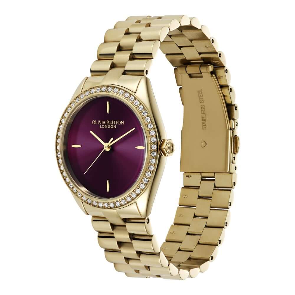Sports Luxe Cherry Lacquer Dial With Gold-Tone Bracelet Ladies Watch