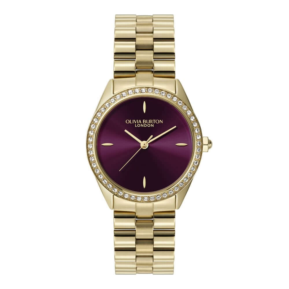 Sports Luxe Cherry Lacquer Dial With Gold-Tone Bracelet Ladies Watch