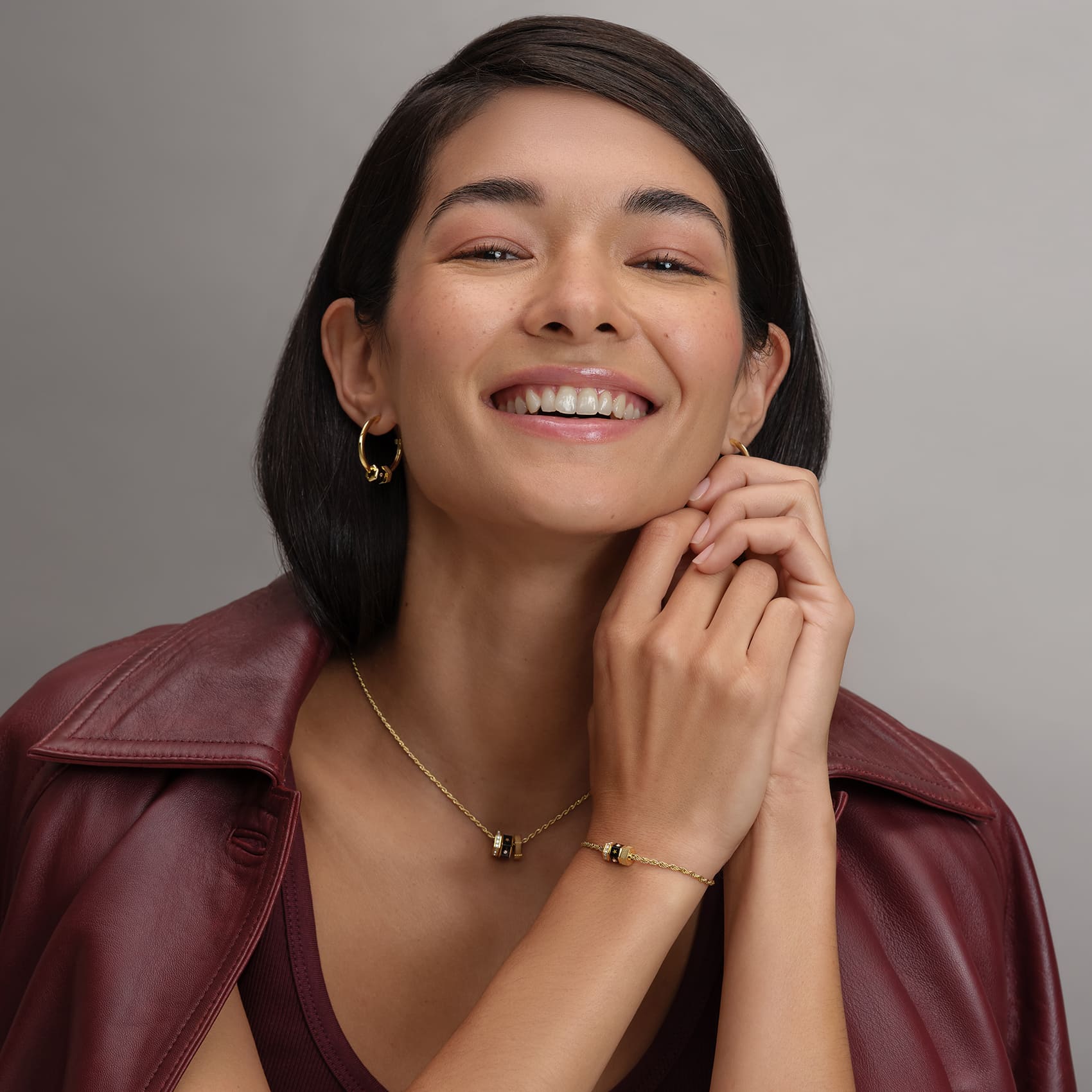 Signature Black & Gold Plated Bead Charm Necklace