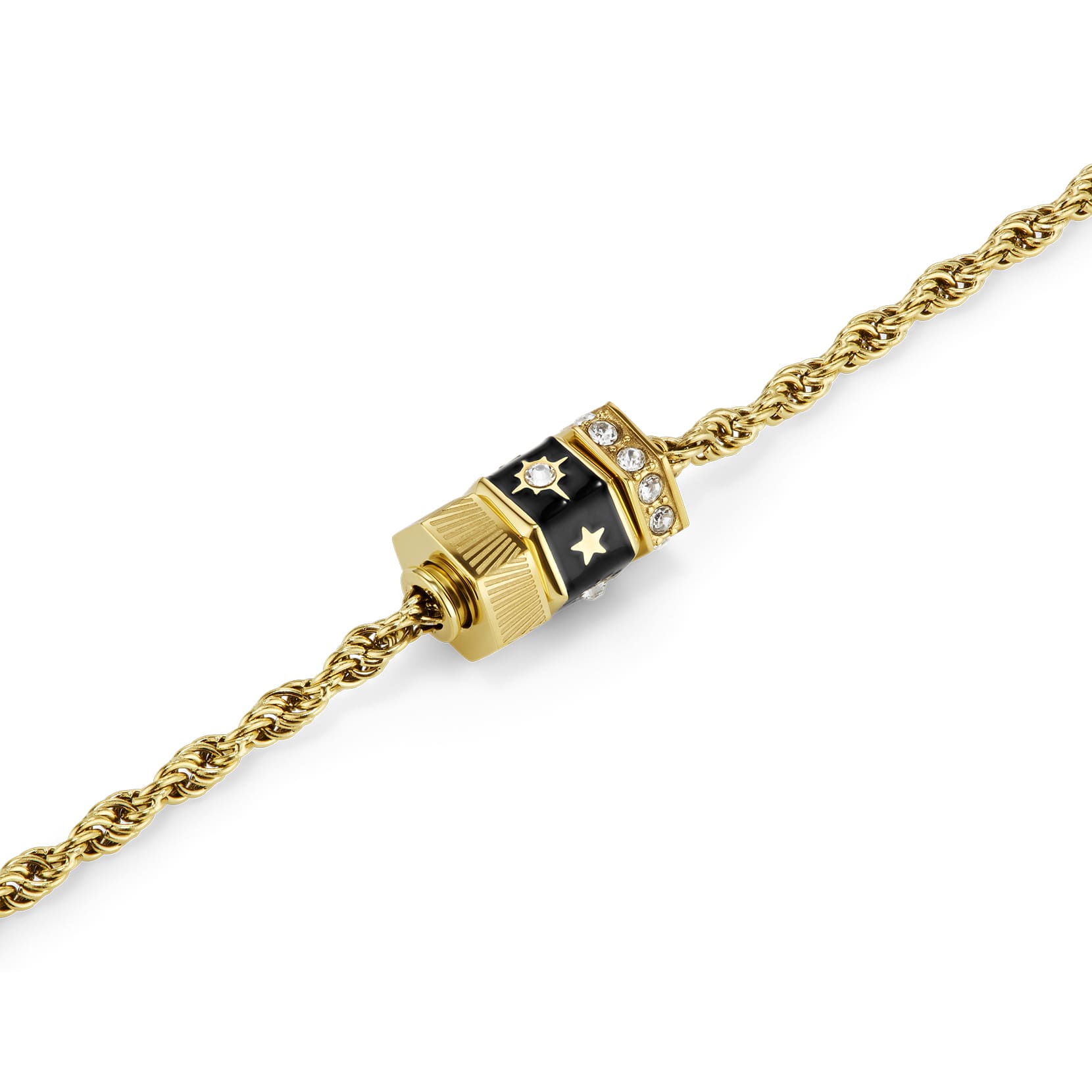 Signature Black & Gold Plated Bead Charm Bracelet