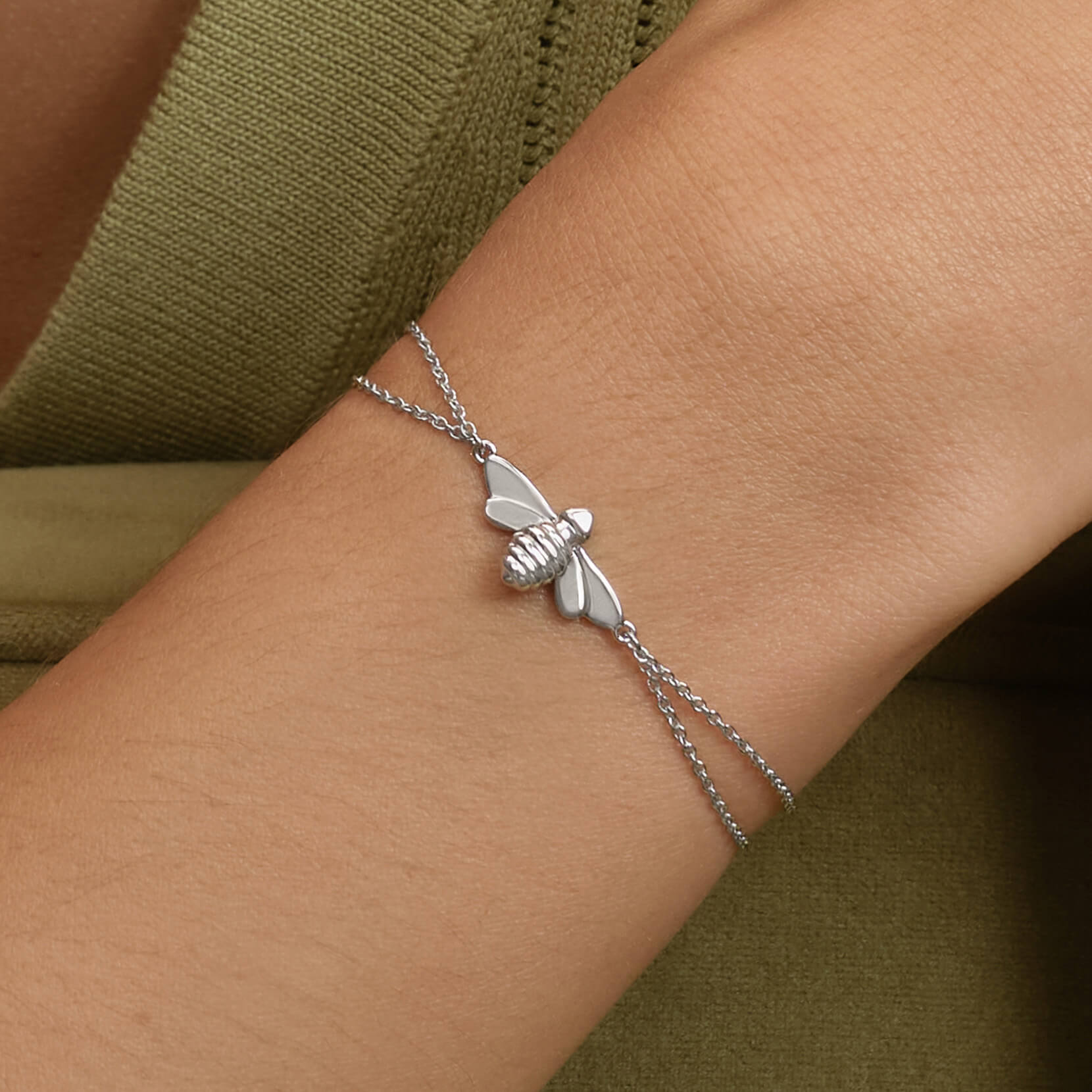 Signature Honey Bee Silver Tone Bracelet