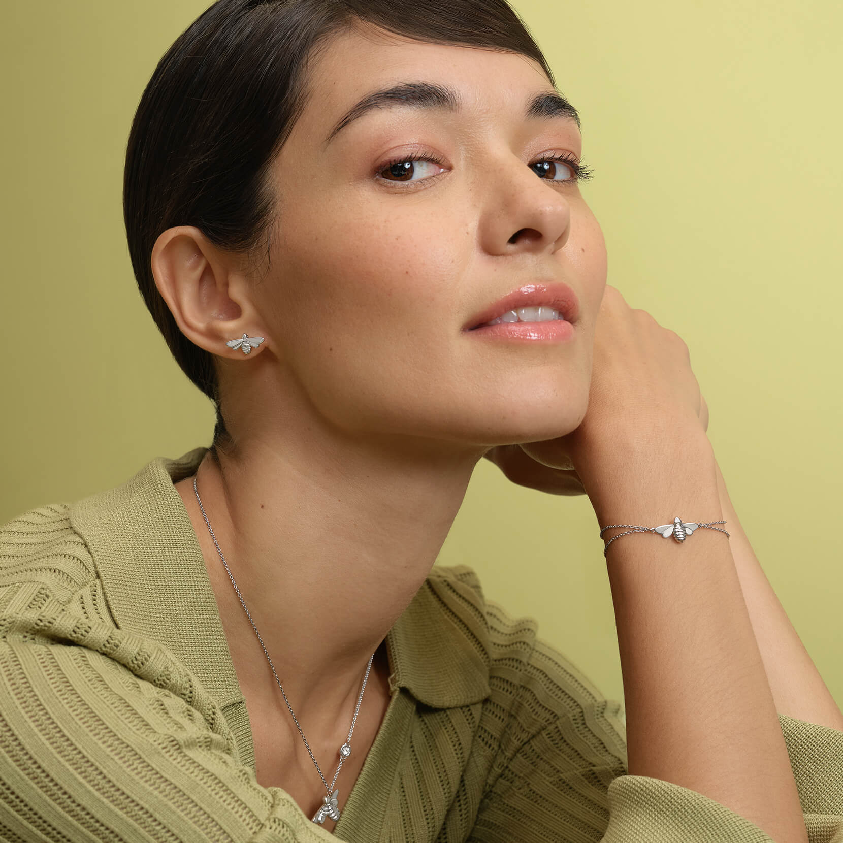 Signature Honey Bee Silver Tone Bracelet