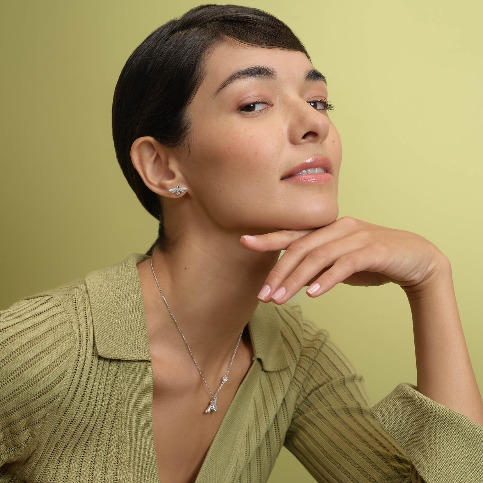 Signature Honey Bee Silver Tone Stud Earrings