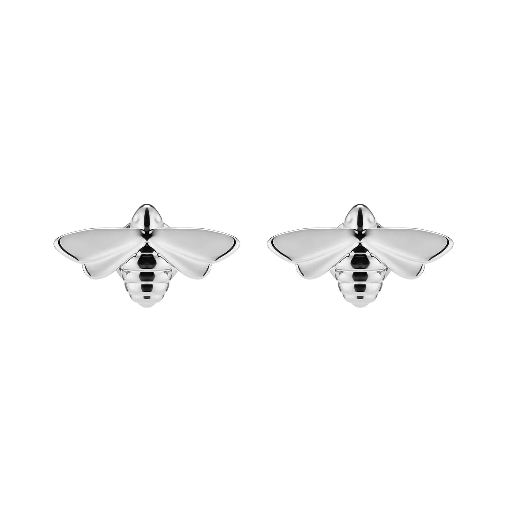 Signature Honey Bee Silver Tone Stud Earrings