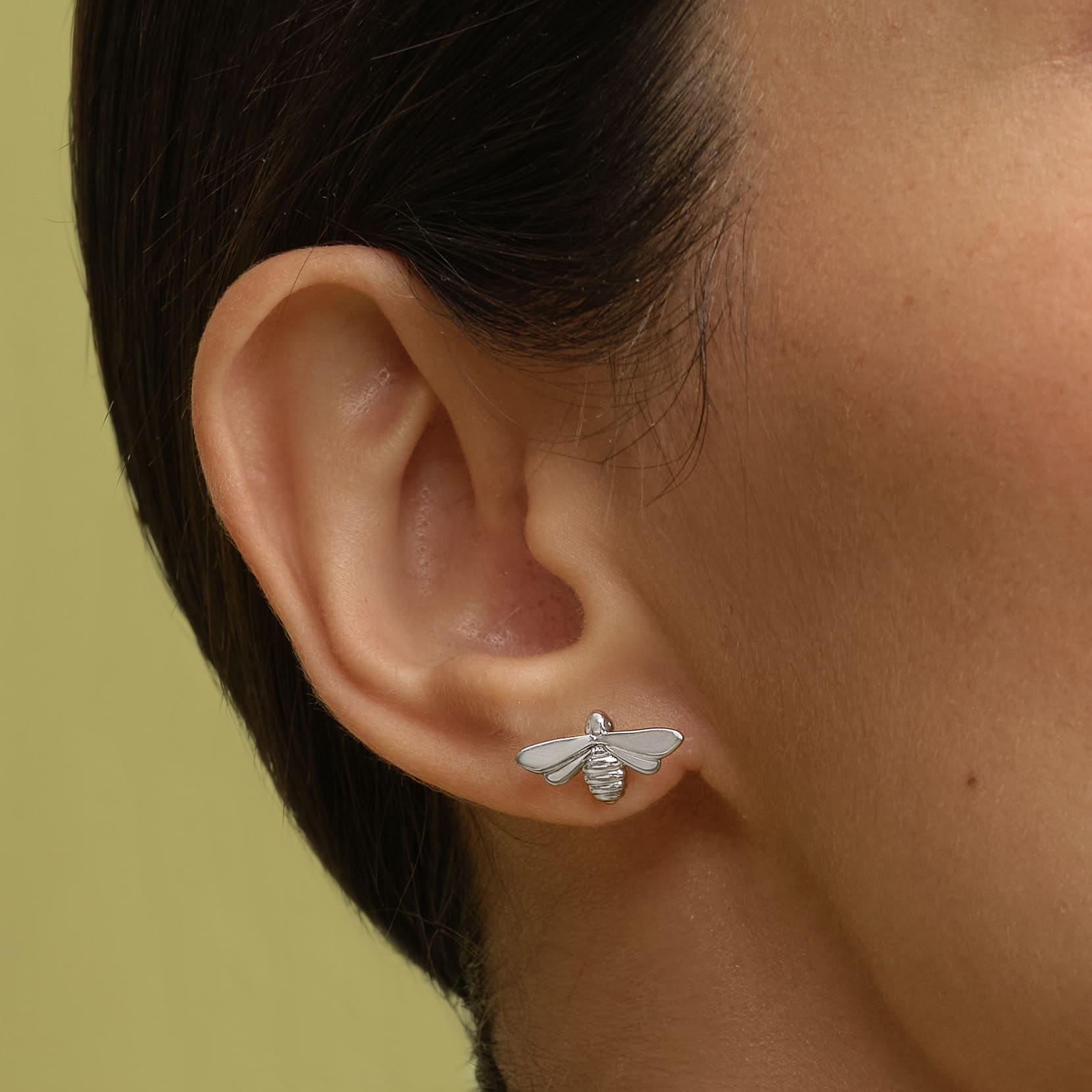 Signature Honey Bee Silver Tone Stud Earrings