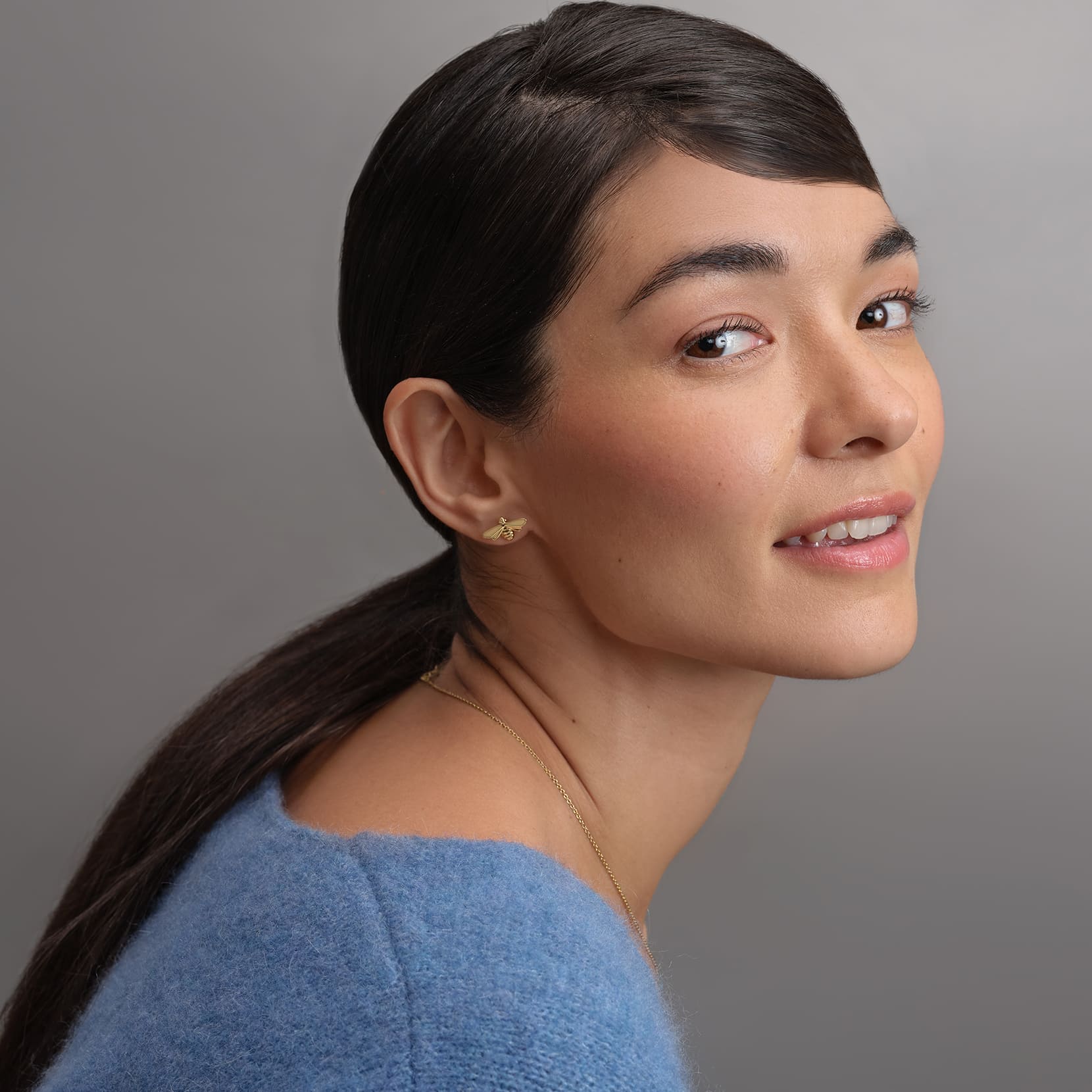 Signature Honey Bee Gold Plated Stud Earrings