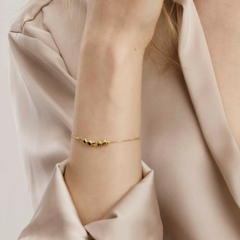 18k Gold Plated Armonica Bracelet With Row Of Stars