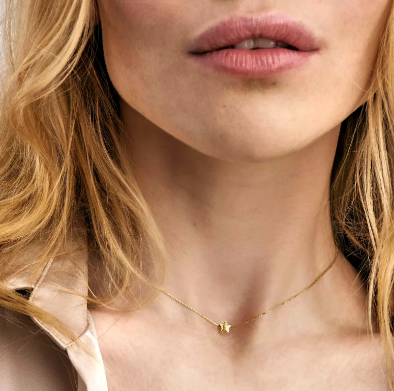 18k Gold Plated Armonica Necklace With Star Pendant