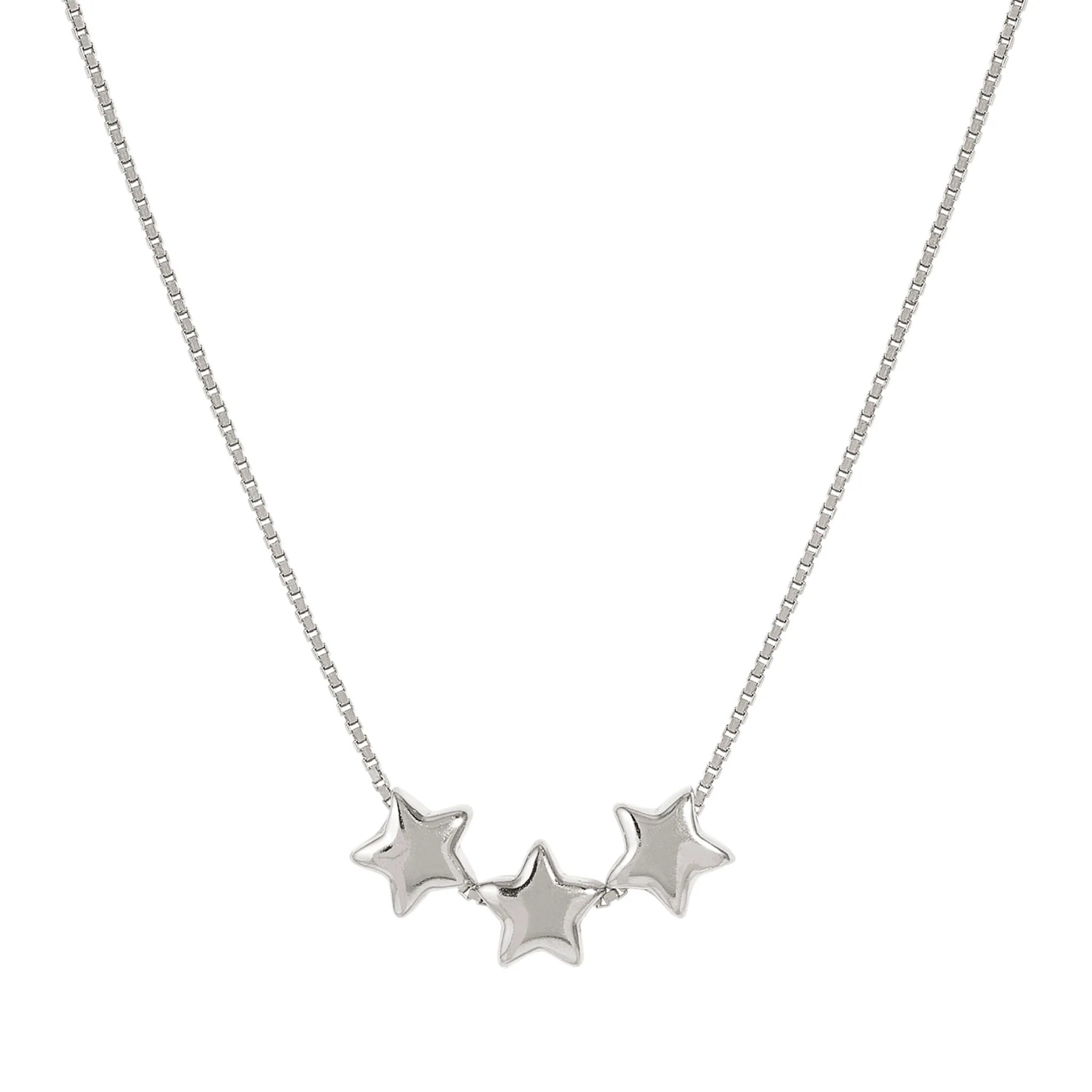 Silver Armonica Necklace With 3 Stars Pendant
