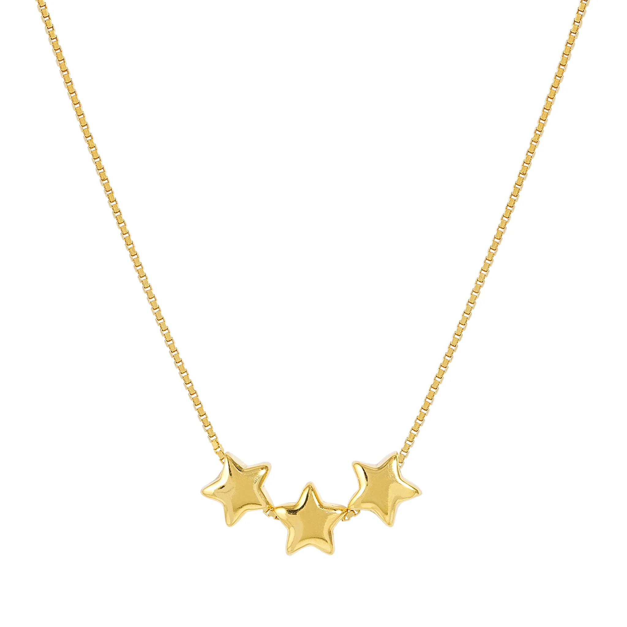 18k Gold Plated Armonica Necklace With 3 Stars Pendant