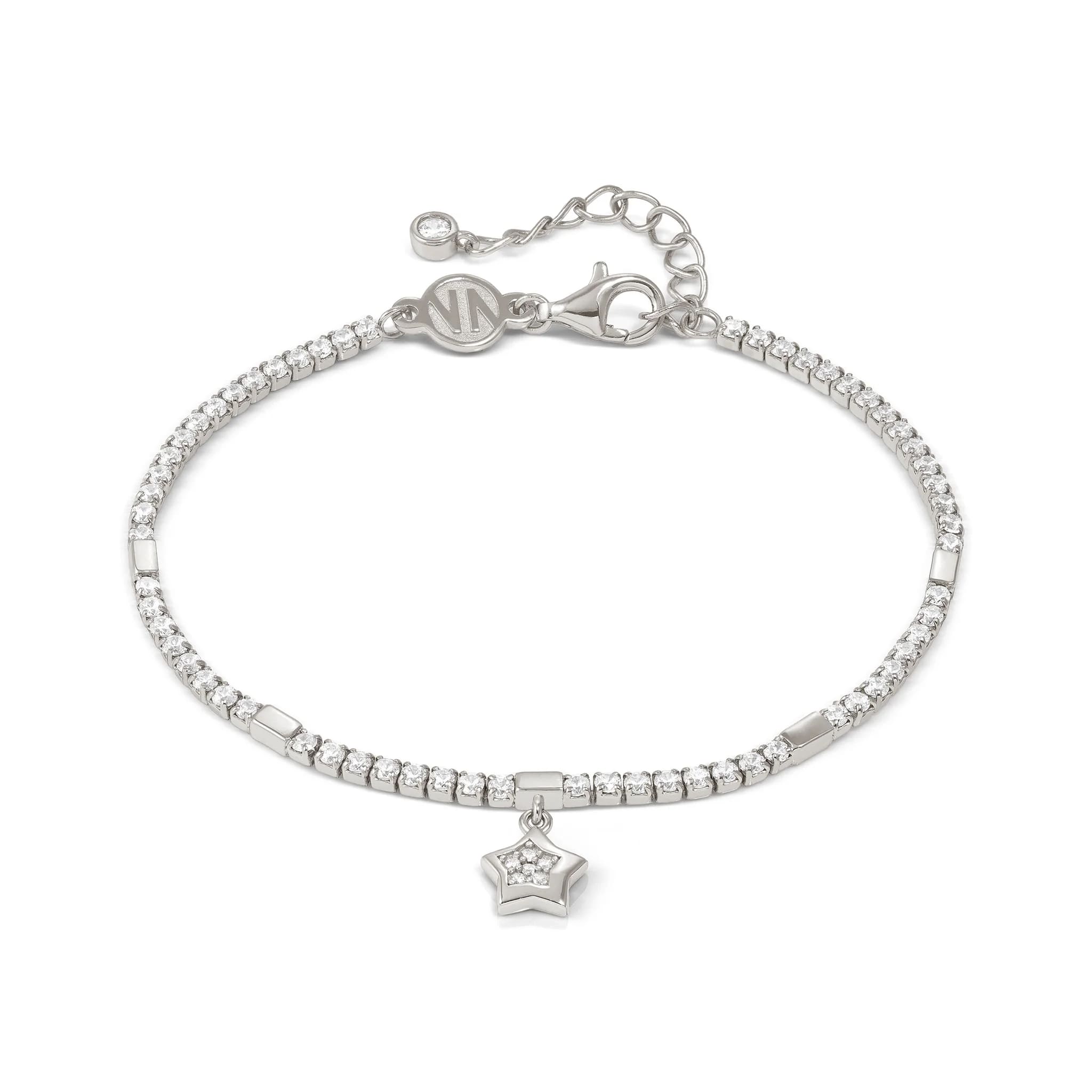 Petit Sparkle Silver Tennis CZ Bracelet With Star Pendant