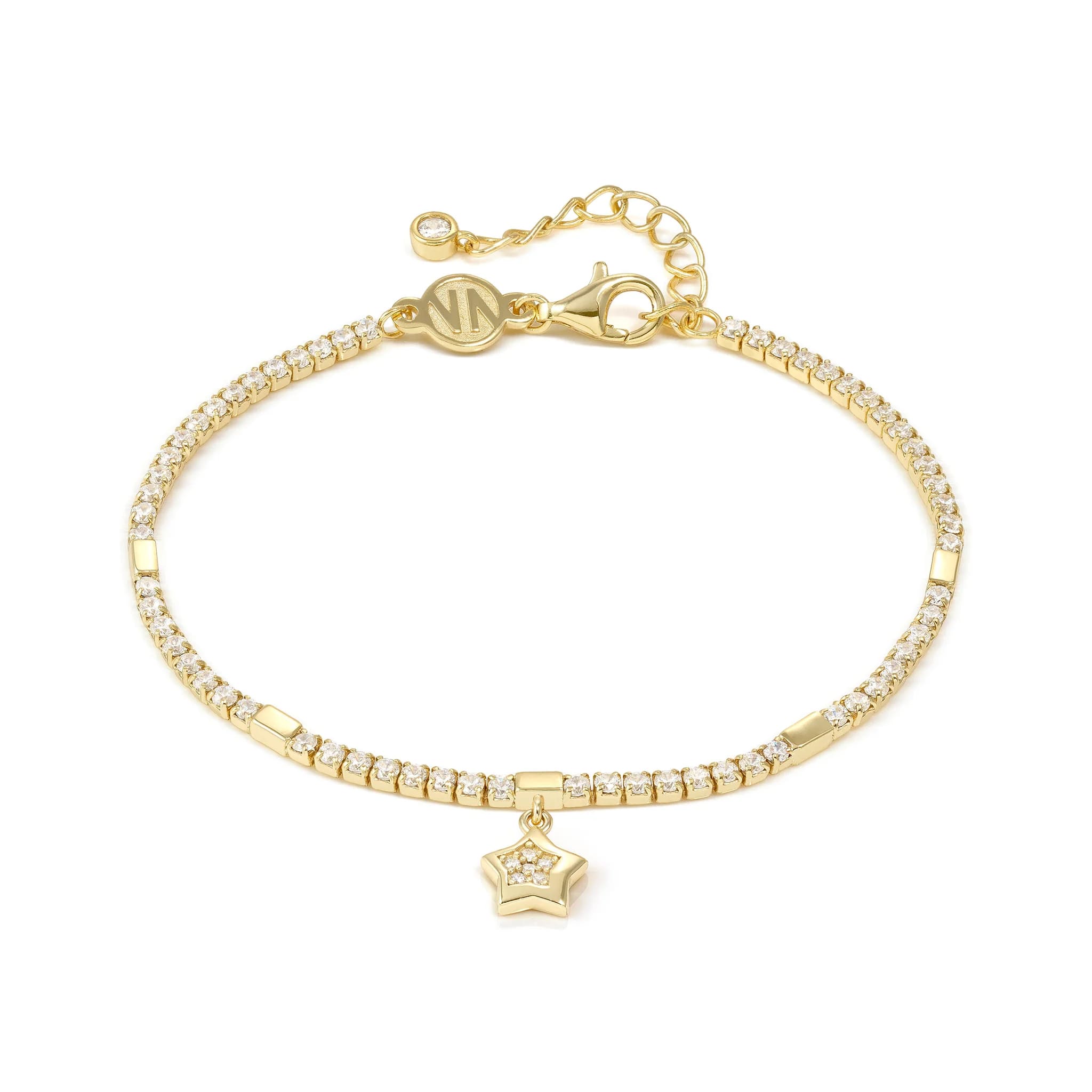 Petit Sparkle Gold Plated Tennis CZ Bracelet With Star Pendant