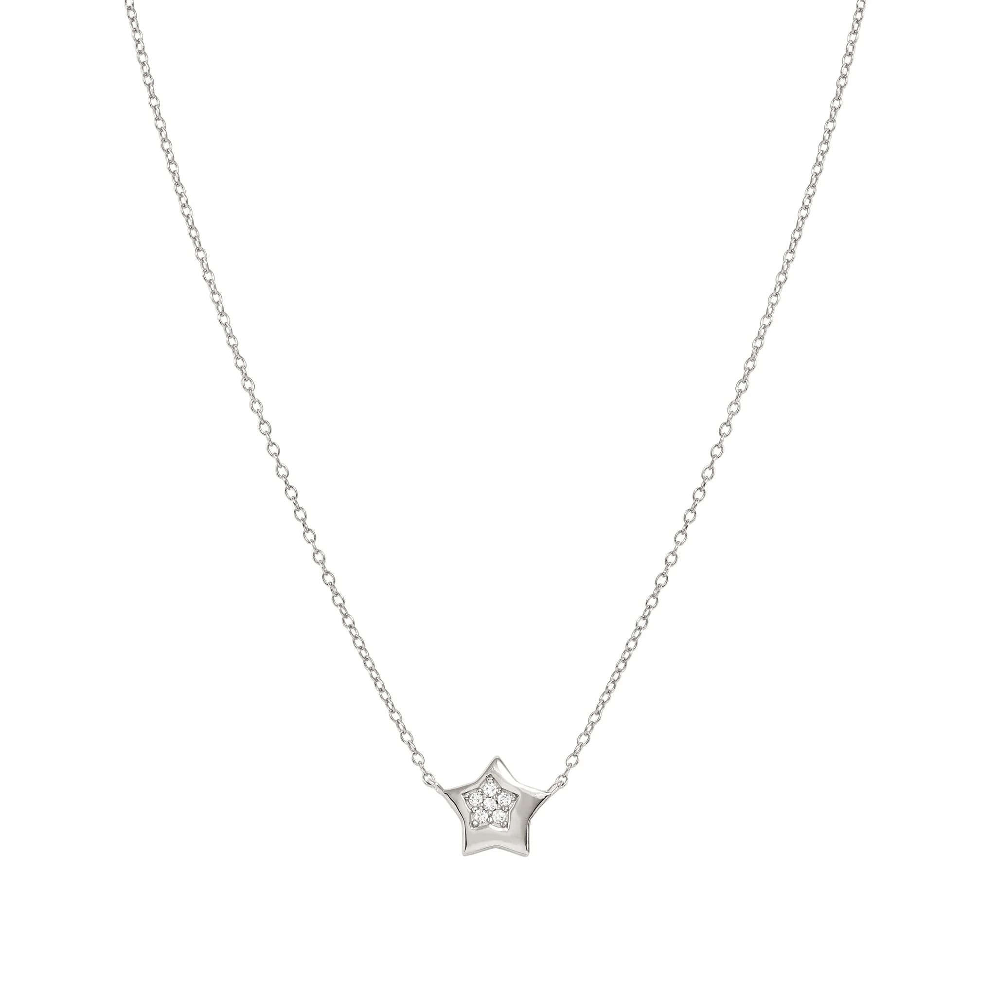 Petit Sparkle Silver Necklace With Star CZ Pendant