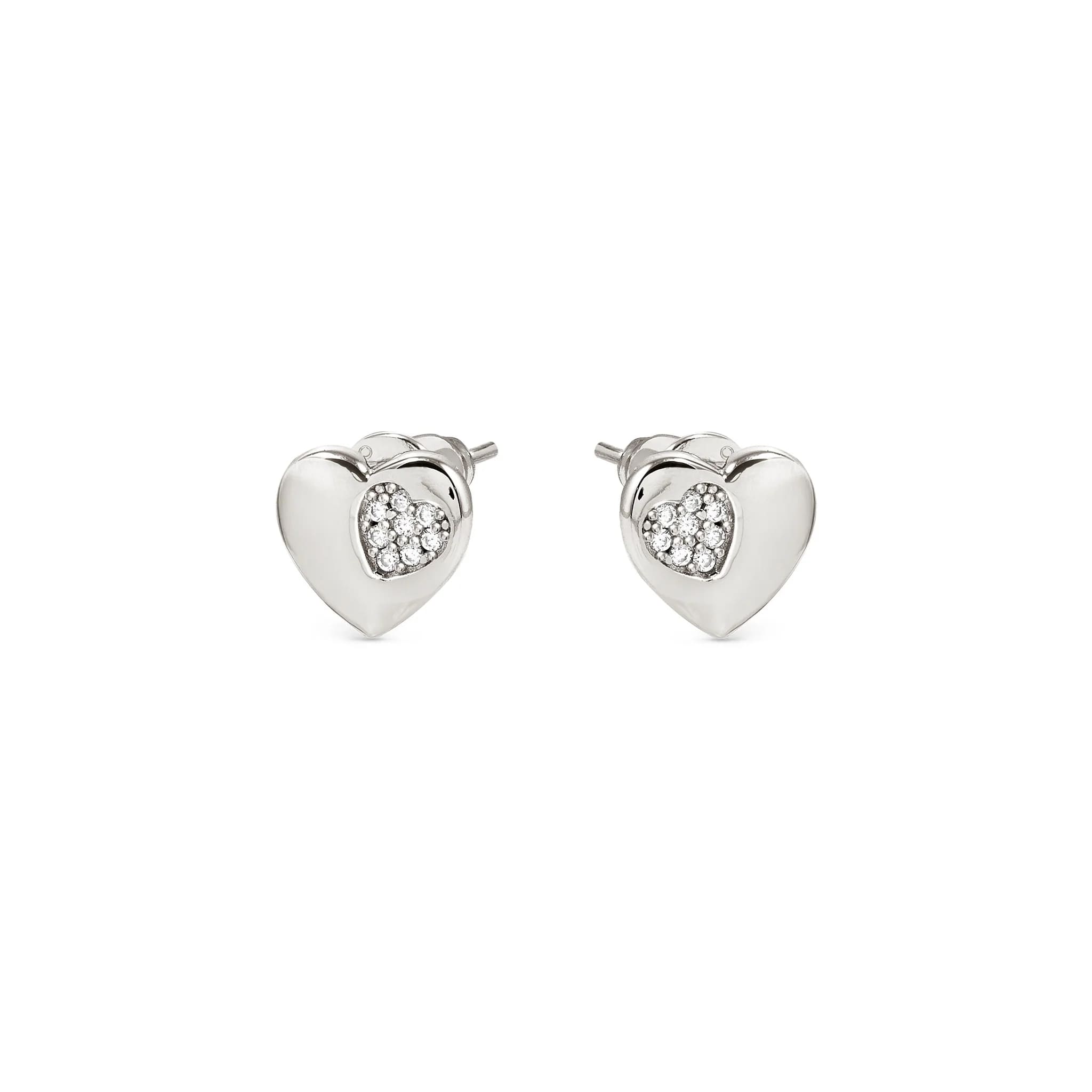 Petit Sparkle Silver Studs With Heart CZ