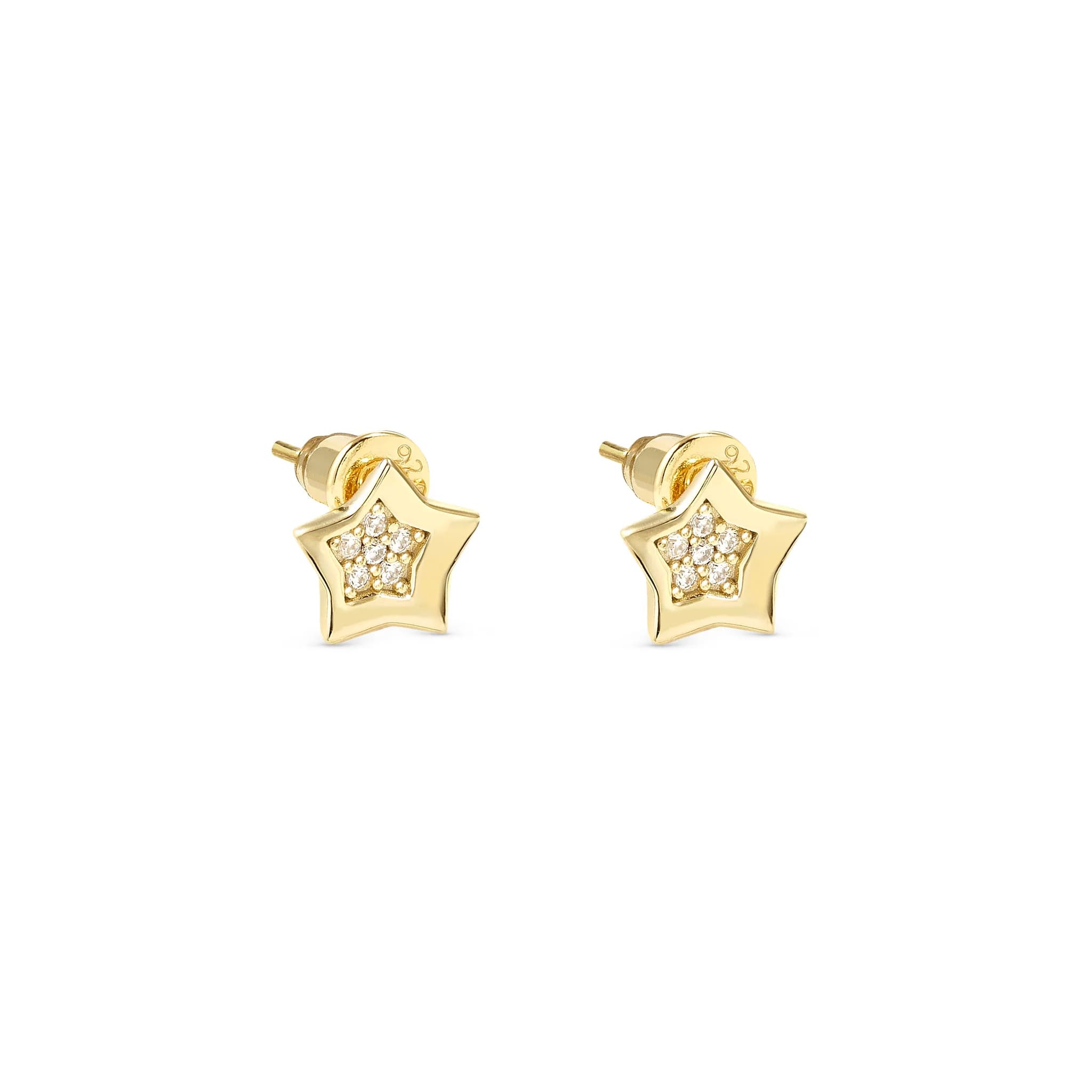 Petit Sparkle Gold Plated Studs With Star CZ