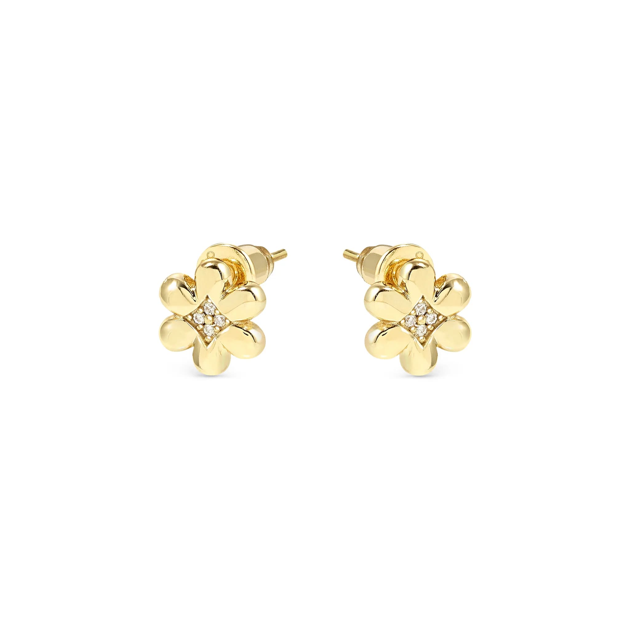 Petit Sparkle Gold Plated Studs With Flower CZ