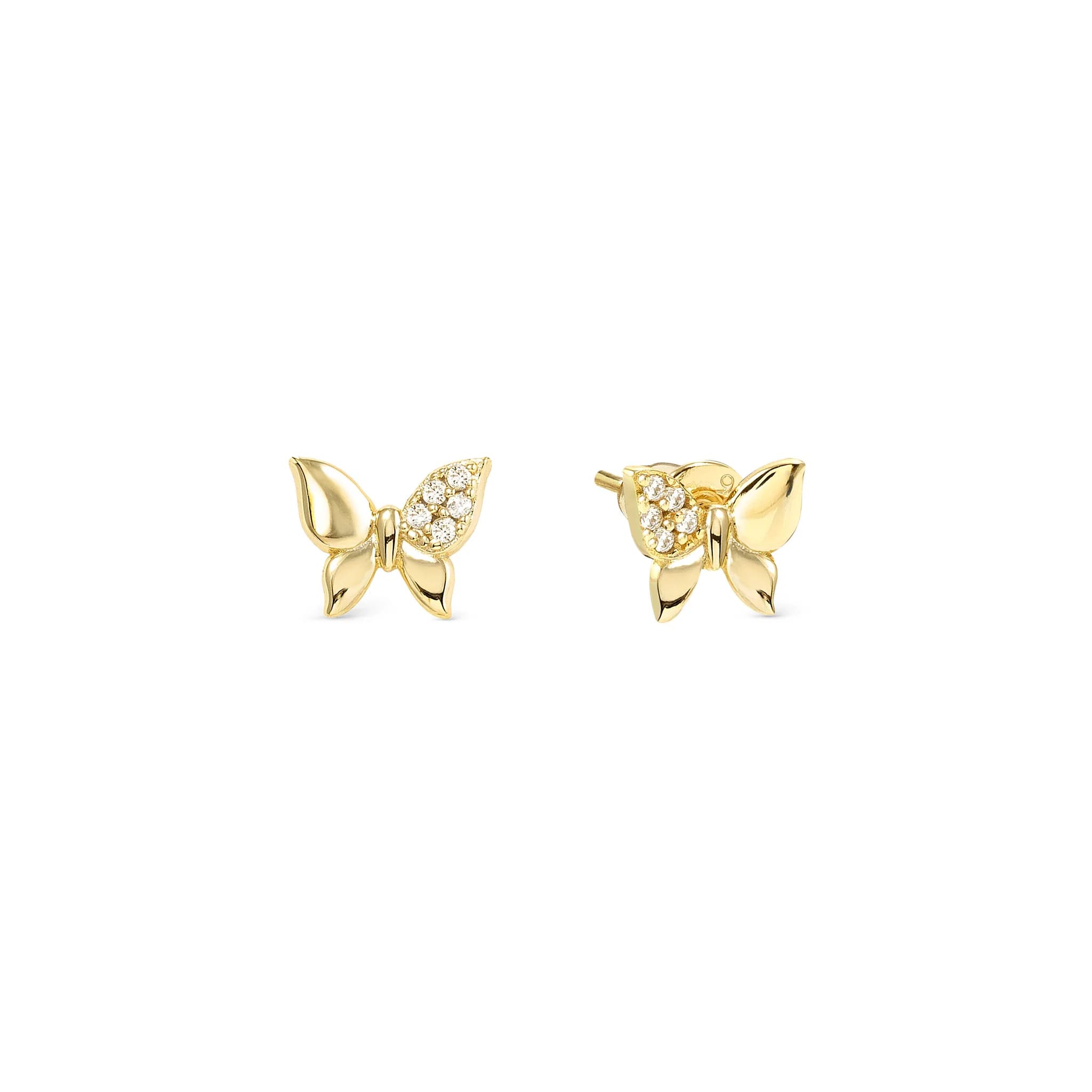 Petit Sparkle Gold Plated Studs With Butterfly CZ