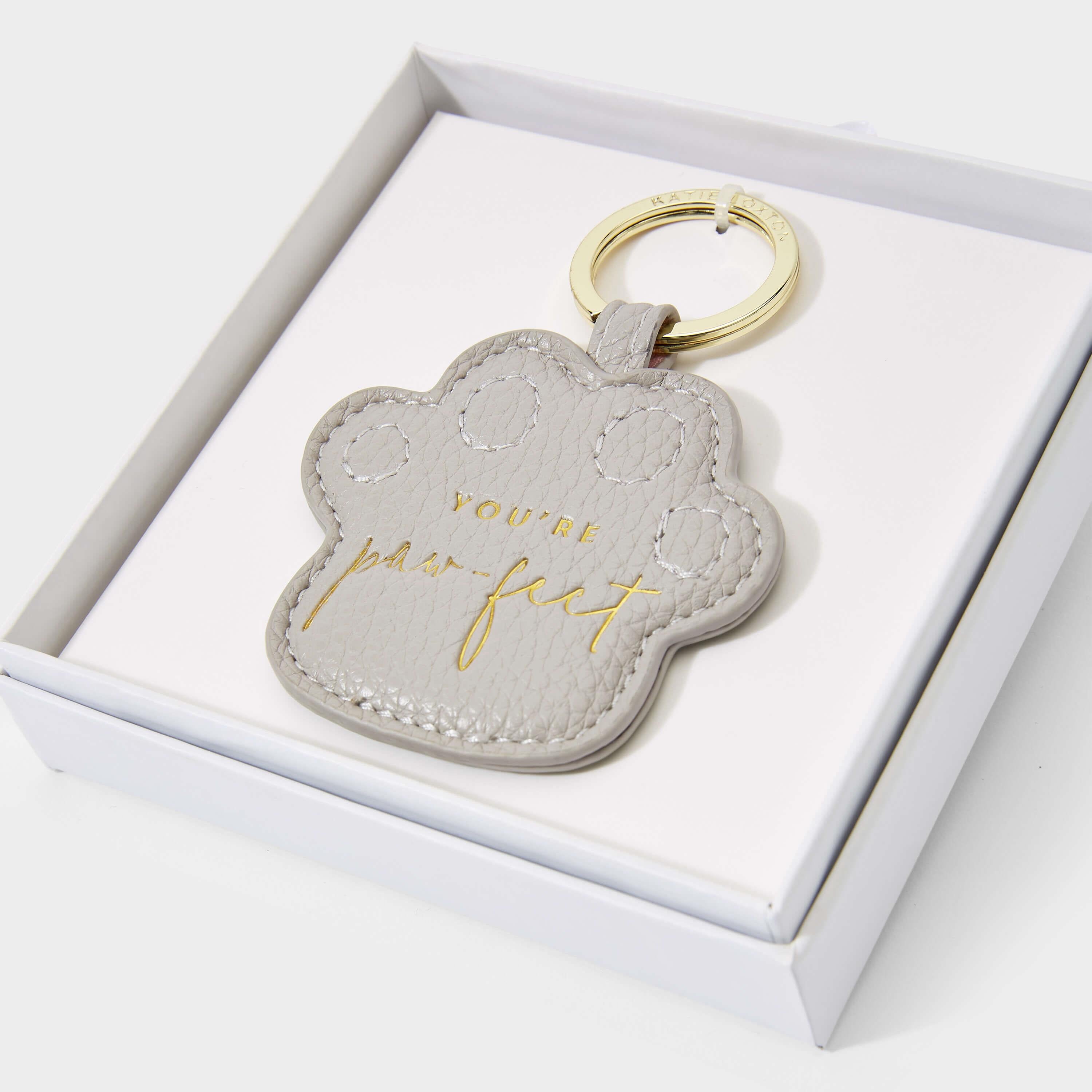 Beautifully Boxed Keyring | You're Paw-Fect | Grey