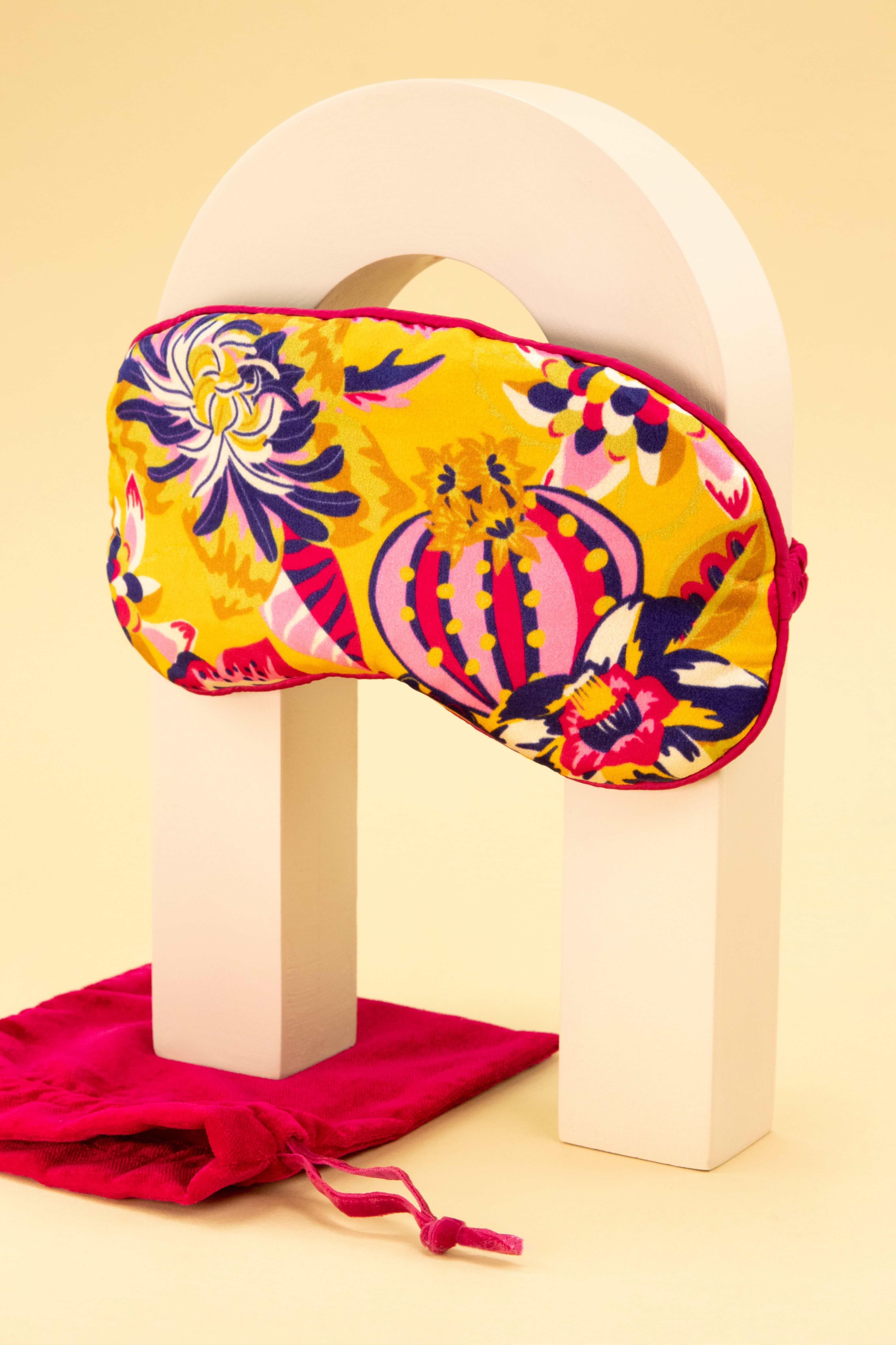 Fantasy Floral Silk Lavender Eye Mask - Mustard