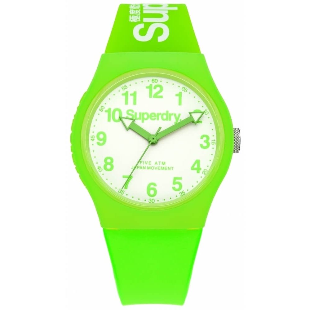 Urban' Neon Green Silicone Strap Watch With White Dial