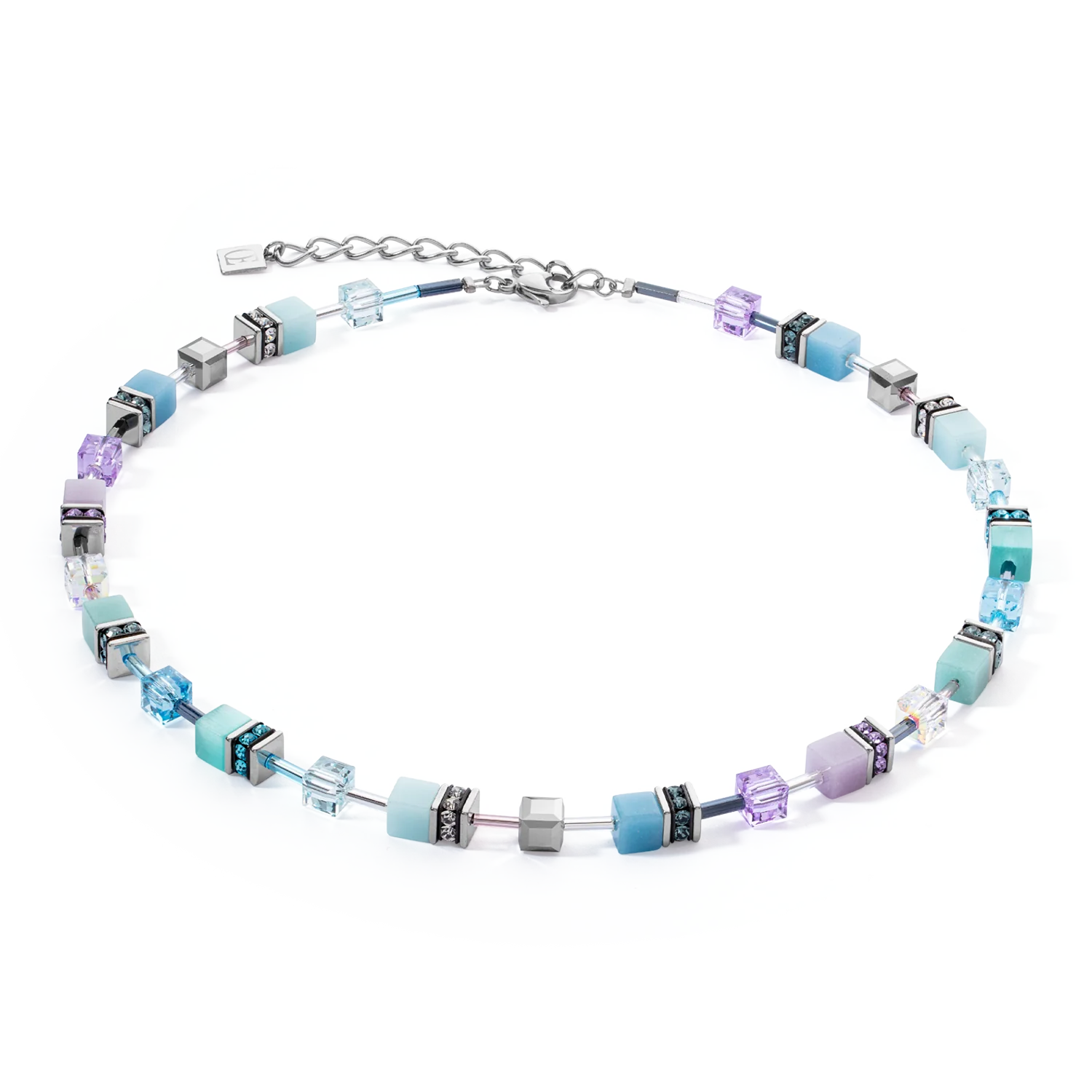 GeoCUBE Iconic Aqua Lilac Necklace