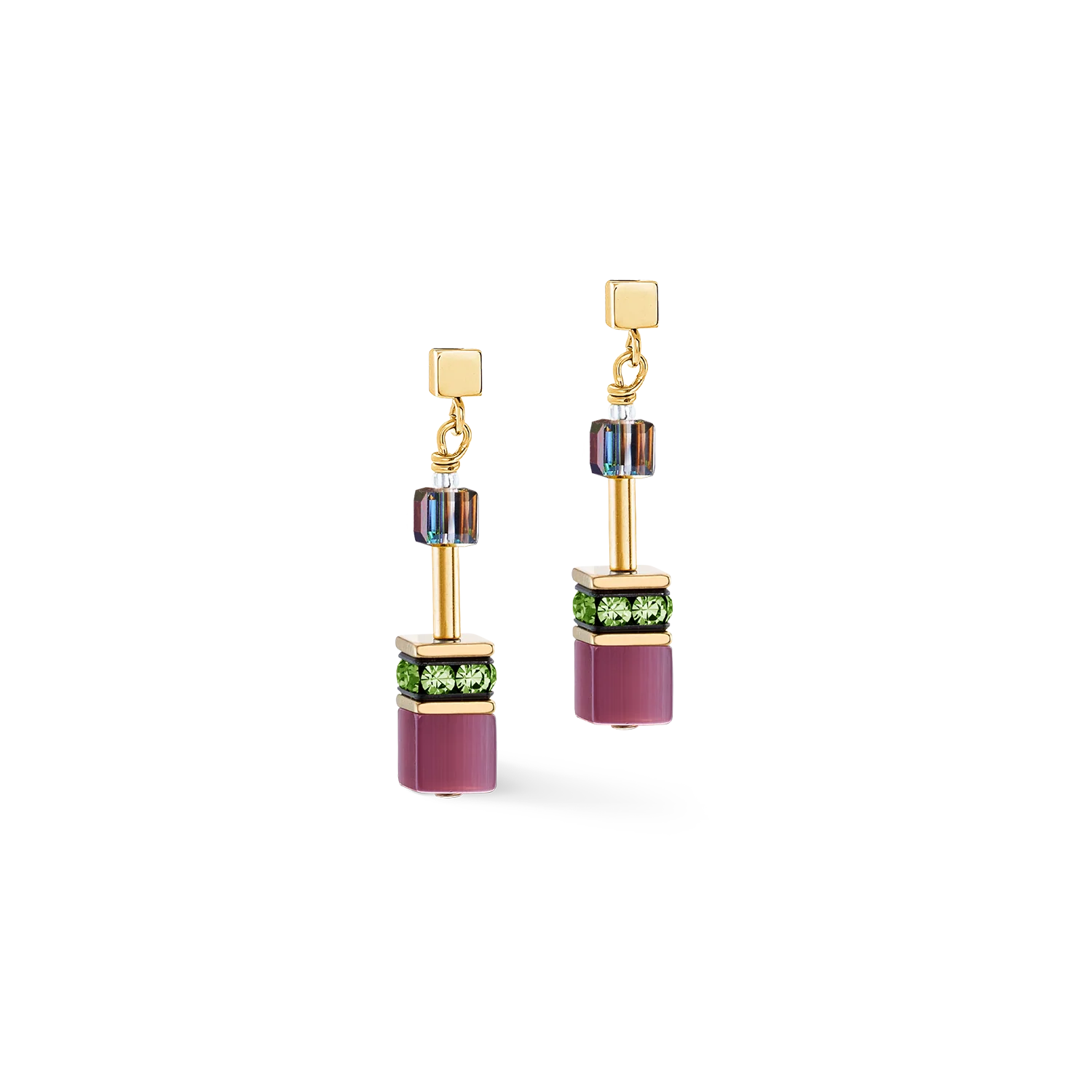 GeoCUBE Iconic Art Nouveau Gold Soft Florals Earrings