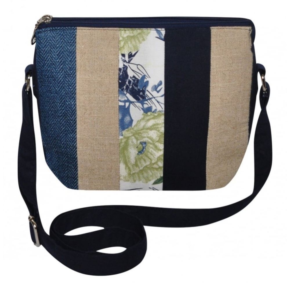 Blue Patchwork Messenger Bag