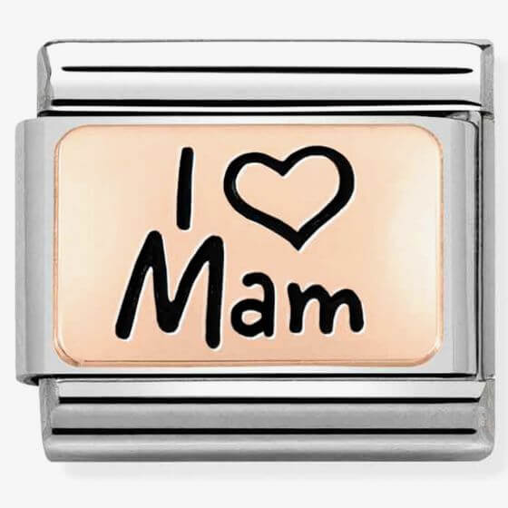 Composable Classic Stainless Steel Link & 9k Rose Gold With I LOVE MAM