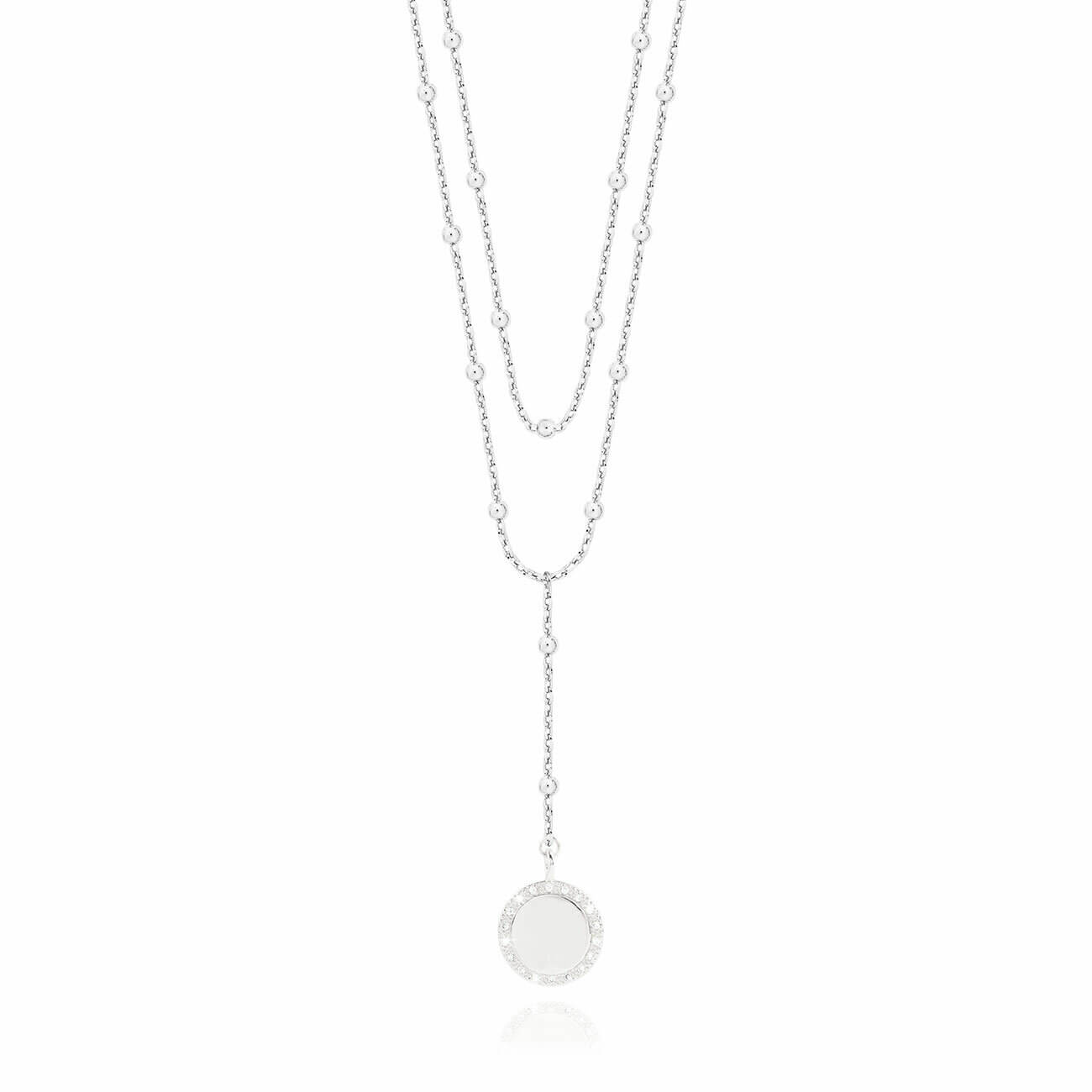Laila Lariats | Silver Pave Lariat Necklace | Silver | Necklace | Inner Chain 40cm Outer Chain 45cm + 5cm Extender