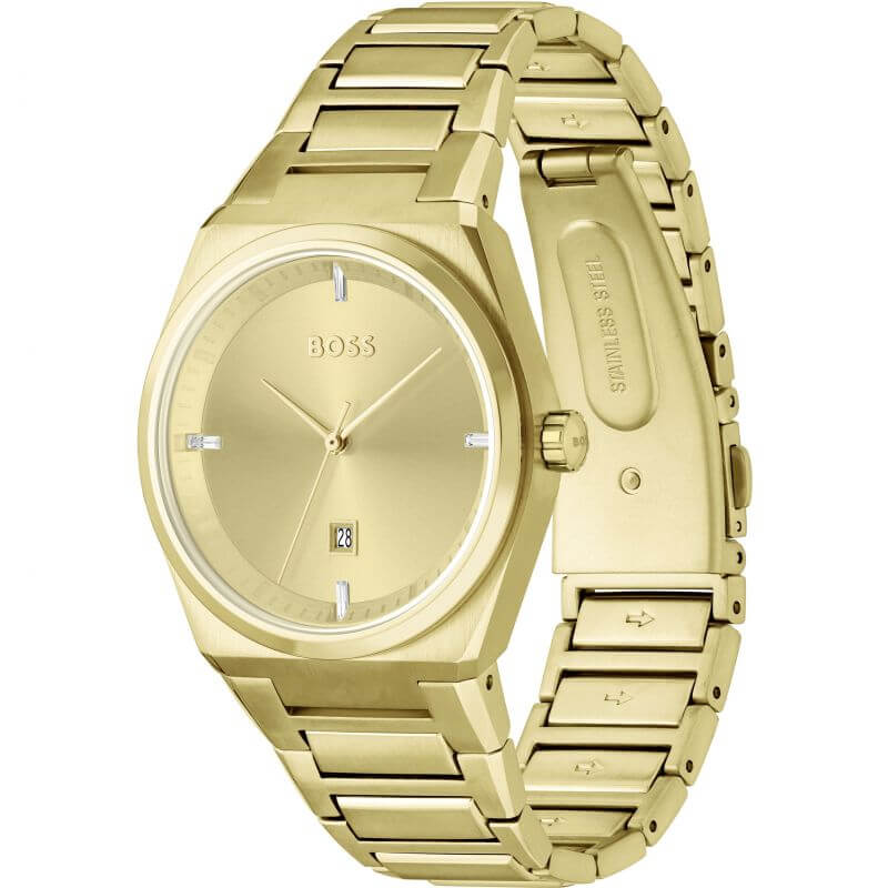 Steer Gold Dial Gold Plated Bracelet Strap Ladies Watch