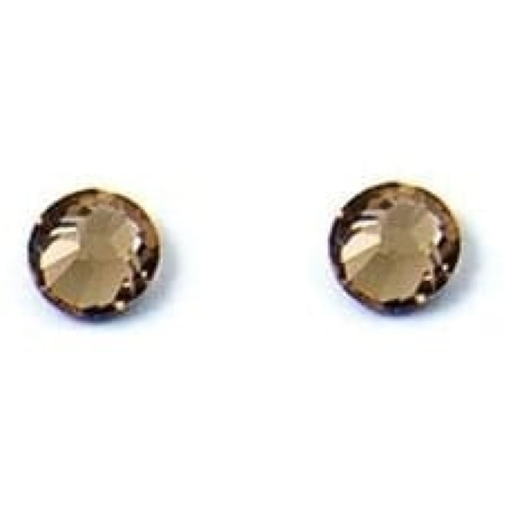 Ladies Circular Light Brown Studded Swarovski Element Earrings