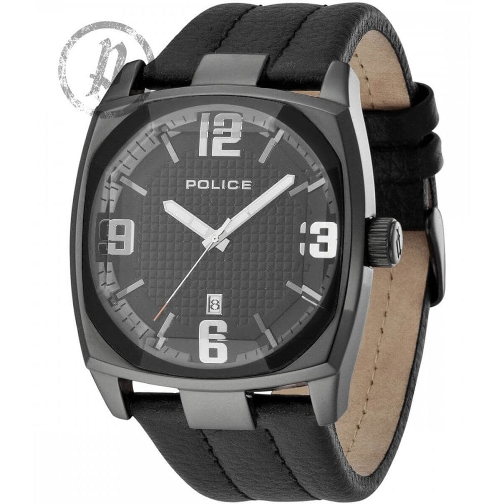 Black IP Case With Black Dial & Leather Strap EDGE Gents Watch