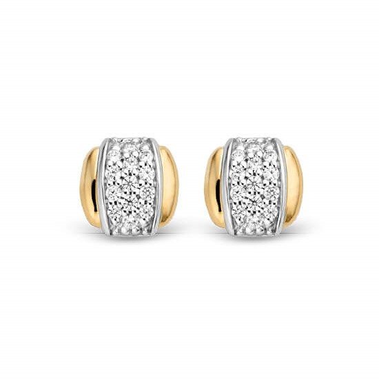 White CZ Gold Plated Stud Earrings