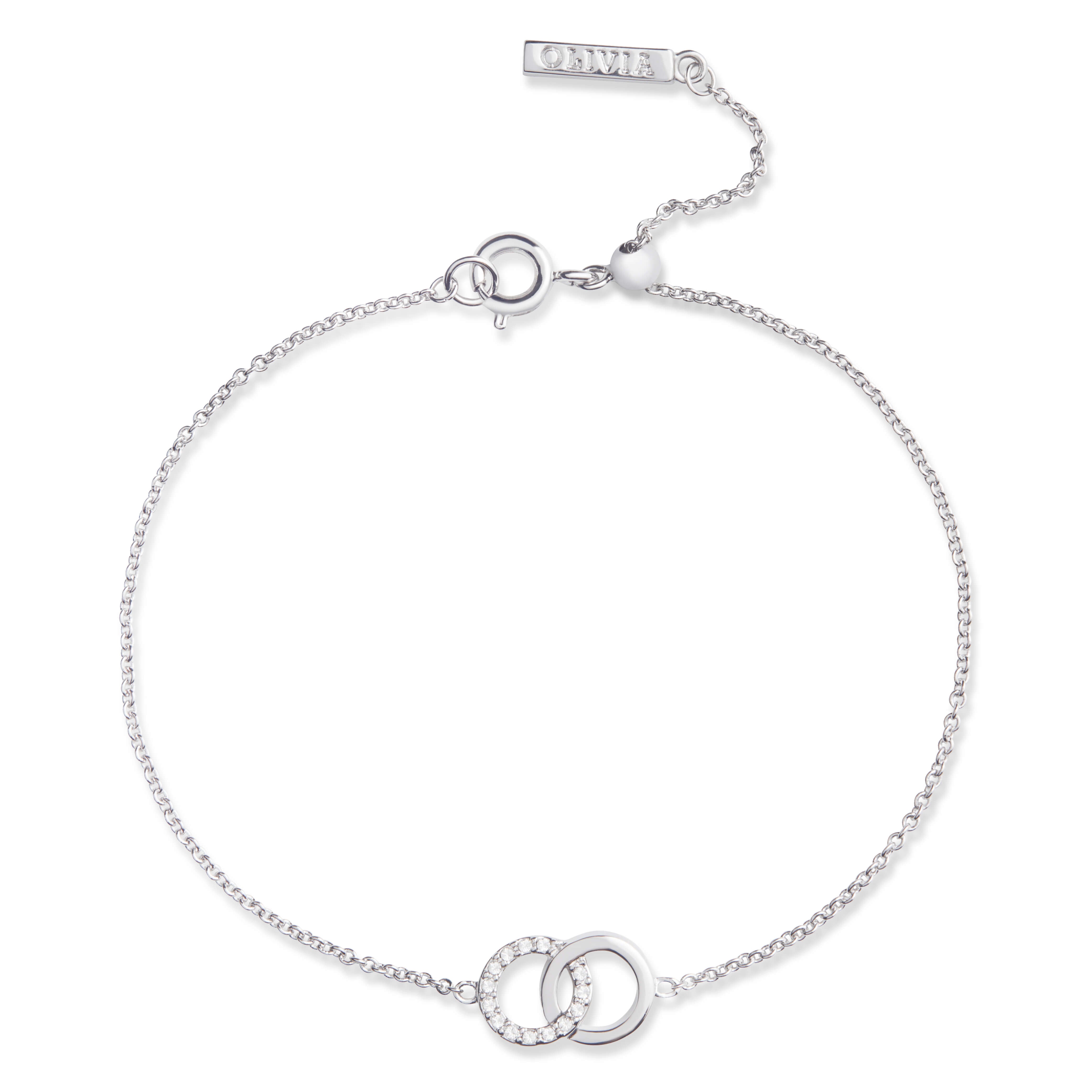 Bejewelled Classic Rhodium Plated Interlink Chain Bracelet