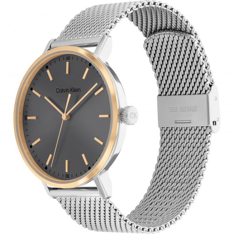 Modern Sunray Grey Dial Rose Gold Bezel & Steel Mesh Bracelet Strap Gents Watch