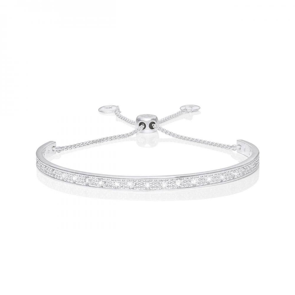 Bracelet Bar Silver Pave Bangle 20cm Adjustable