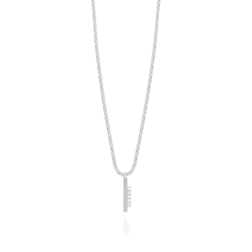 Adeline | Silver | Pave Bar | Necklace | 46cm + 5cm Extender