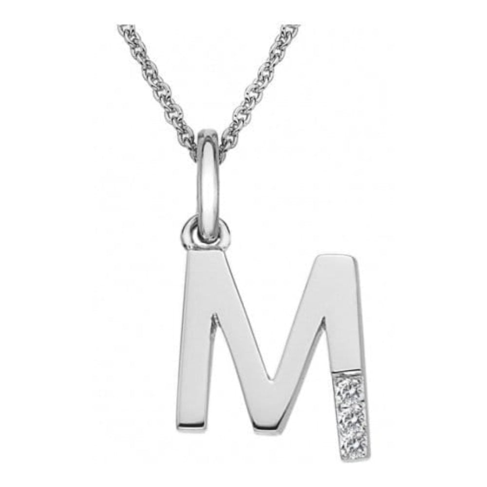 Ladies 'M' Silver Micro-Amulets Pendant Necklace