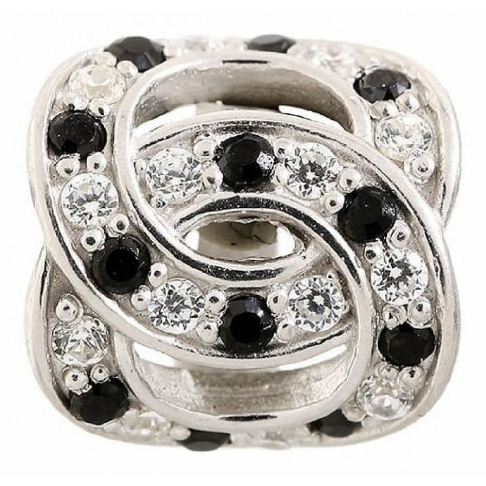 Black and White CZ stone sterling Silver Charm