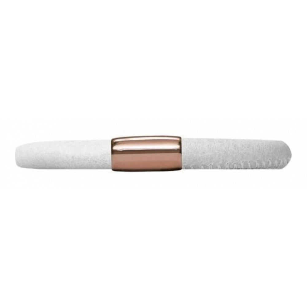 White Leather Single Bracelet Rose Gold