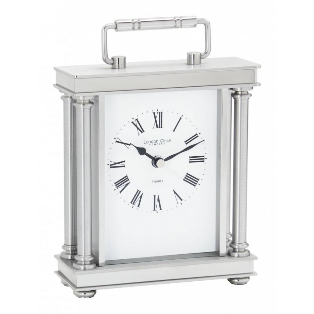 Silver Finish Carriage Clock With Alarm Function