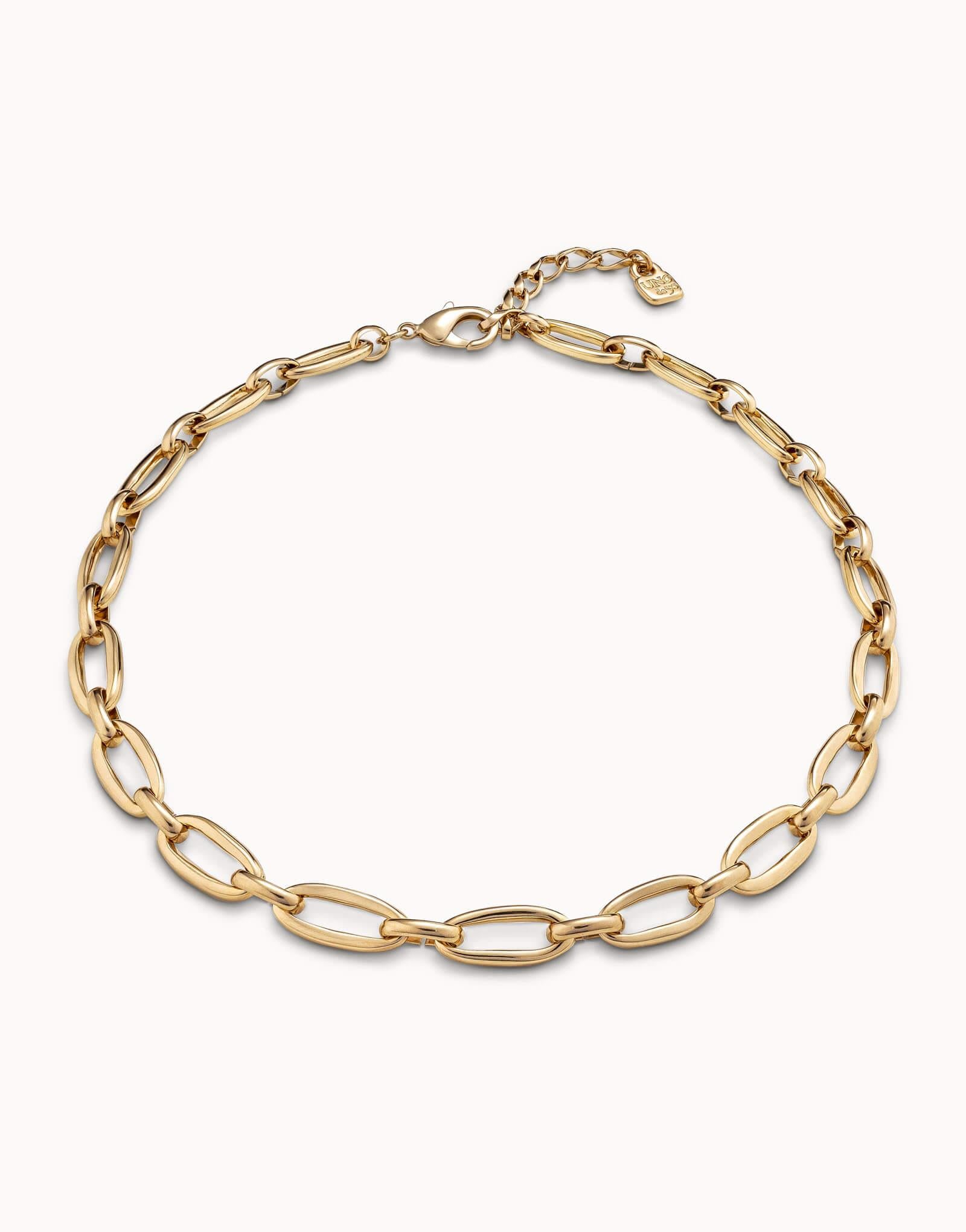 Alien Gold Plated Medium Oval Links Necklace