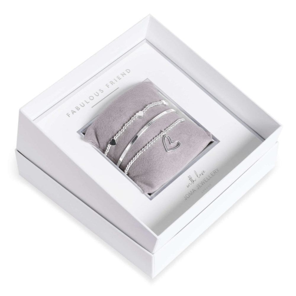 Occasion Gift Box - Fabulous Friend - 3 Silver Stacking Bracelets