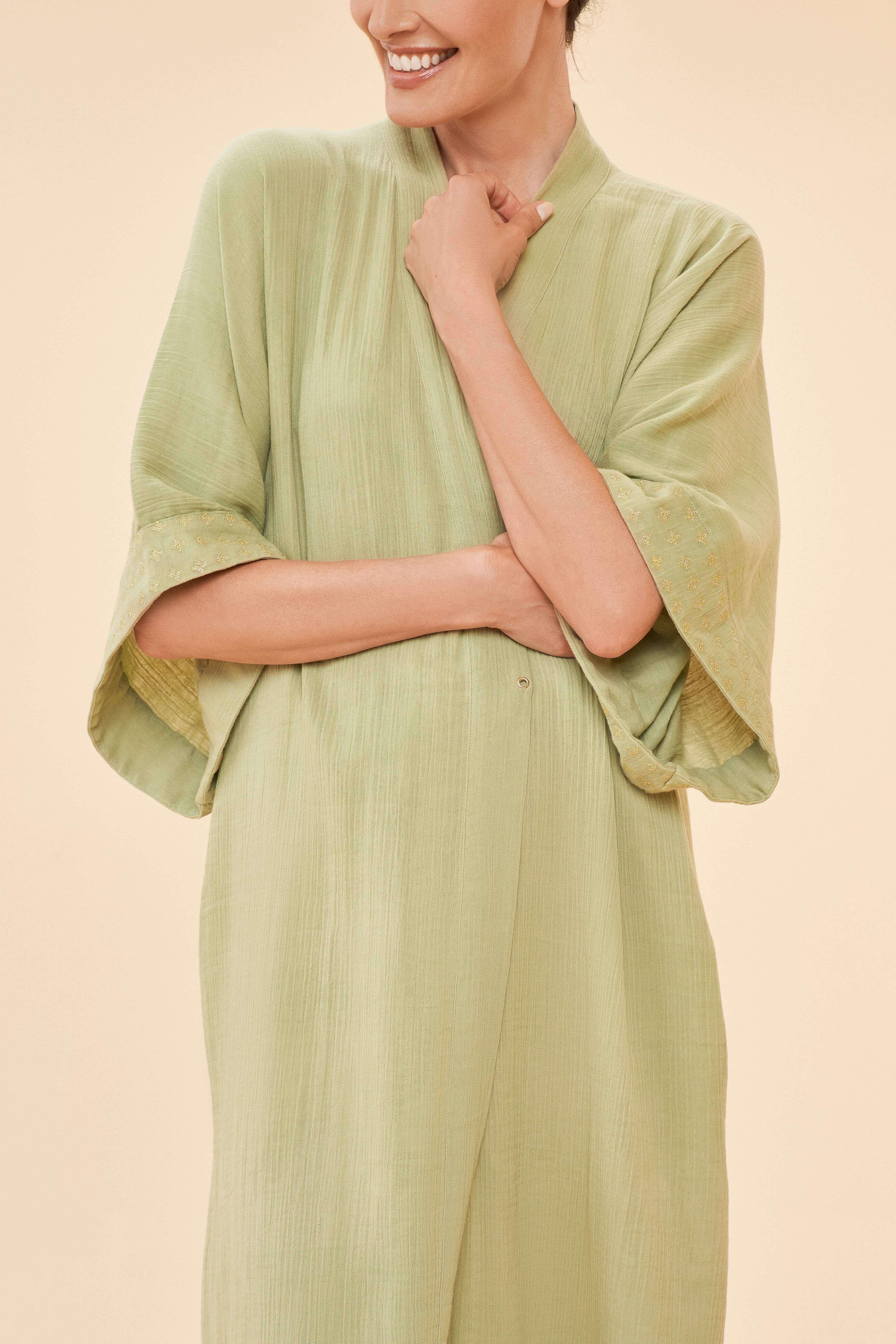 Organic Cotton Retreat Gown In Olive